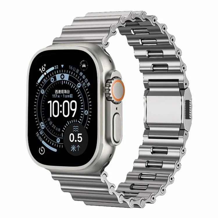 海浪磁扣不鏽鋼錶帶，適用於 Apple Watch 46mm / 49mm / 45mm / 44mm