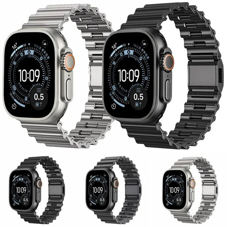 海浪磁扣不鏽鋼錶帶，適用於 Apple Watch 46mm / 49mm / 45mm / 44mm