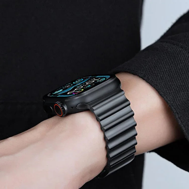 海浪磁扣不鏽鋼錶帶，適用於 Apple Watch 46mm / 49mm / 45mm / 44mm