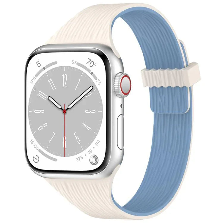 水紋木紋小腰磁性矽膠錶帶，適用於 Apple Watch 46mm / 49mm / 45mm / 44mm，適用於 Apple Watch 42mm / 41mm / 40mm / 38mm