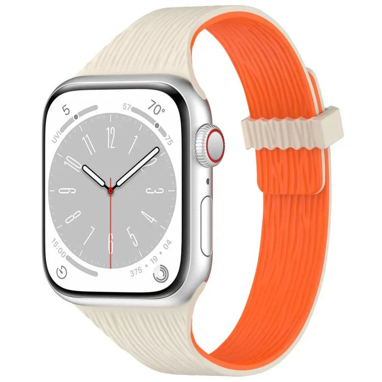 水紋木紋小腰磁性矽膠錶帶，適用於 Apple Watch 46mm / 49mm / 45mm / 44mm，適用於 Apple Watch 42mm / 41mm / 40mm / 38mm