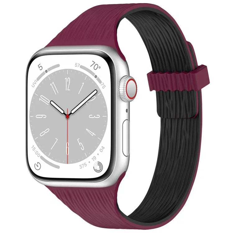 水紋木紋小腰磁性矽膠錶帶，適用於 Apple Watch 46mm / 49mm / 45mm / 44mm，適用於 Apple Watch 42mm / 41mm / 40mm / 38mm