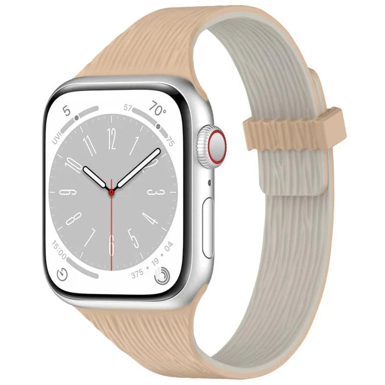 水紋木紋小腰磁性矽膠錶帶，適用於 Apple Watch 46mm / 49mm / 45mm / 44mm，適用於 Apple Watch 42mm / 41mm / 40mm / 38mm