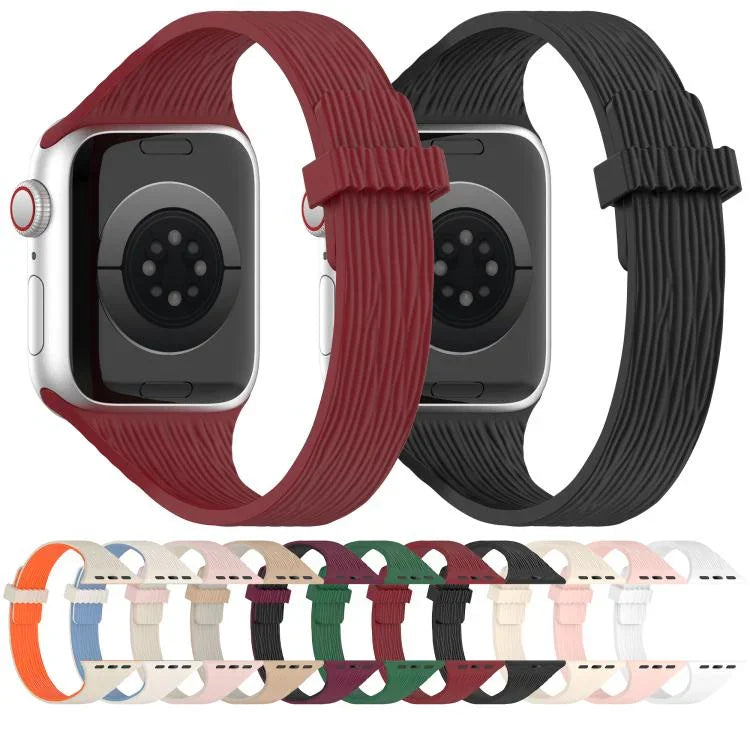 水紋木紋小腰磁性矽膠錶帶，適用於 Apple Watch 46mm / 49mm / 45mm / 44mm，適用於 Apple Watch 42mm / 41mm / 40mm / 38mm
