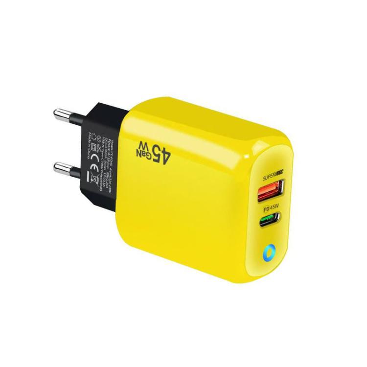 GaN 45W PD3.0 + QC3.0 完全相容協議筆記型電腦 / 平板充電器，歐規插頭，歐規插頭