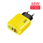 GaN 45W PD3.0 + QC3.0 完全相容協議筆記型電腦 / 平板充電器，歐規插頭，歐規插頭
