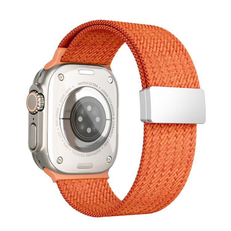 單色磁扣四股彈性尼龍錶帶，適用於 Apple Watch 46mm / 49mm / 45mm / 44mm，適用於 Apple Watch 42mm / 41mm / 40mm / 38mm