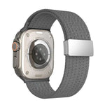 單色磁扣四股彈性尼龍錶帶，適用於 Apple Watch 46mm / 49mm / 45mm / 44mm，適用於 Apple Watch 42mm / 41mm / 40mm / 38mm