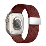 單色磁扣四股彈性尼龍錶帶，適用於 Apple Watch 46mm / 49mm / 45mm / 44mm，適用於 Apple Watch 42mm / 41mm / 40mm / 38mm