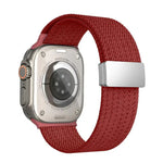 單色磁扣四股彈性尼龍錶帶，適用於 Apple Watch 46mm / 49mm / 45mm / 44mm，適用於 Apple Watch 42mm / 41mm / 40mm / 38mm