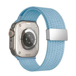 單色磁扣四股彈性尼龍錶帶，適用於 Apple Watch 46mm / 49mm / 45mm / 44mm，適用於 Apple Watch 42mm / 41mm / 40mm / 38mm