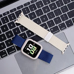 單色磁扣四股彈性尼龍錶帶，適用於 Apple Watch 46mm / 49mm / 45mm / 44mm，適用於 Apple Watch 42mm / 41mm / 40mm / 38mm