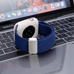 單色磁扣四股彈性尼龍錶帶，適用於 Apple Watch 46mm / 49mm / 45mm / 44mm，適用於 Apple Watch 42mm / 41mm / 40mm / 38mm