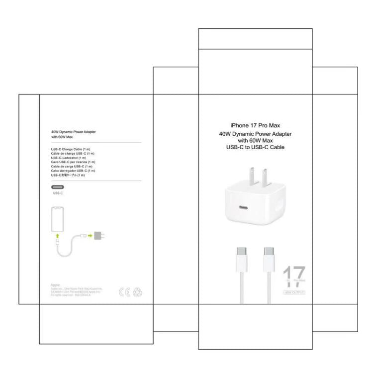 A3365 PD40W USB-C / Type-C 介面可摺疊充電器，附 Type-C 對 Type-C 數據線，美規插頭，美規插頭 + 1米 Type-C 線，美規插頭 + 2米 Type-C 線