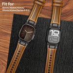 裝甲風格皮革錶帶，適用於 Apple Watch 46mm / 49mm / 45mm / 44mm