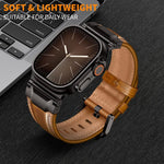 裝甲風格皮革錶帶，適用於 Apple Watch 46mm / 49mm / 45mm / 44mm