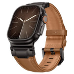 裝甲風格皮革錶帶，適用於 Apple Watch 46mm / 49mm / 45mm / 44mm