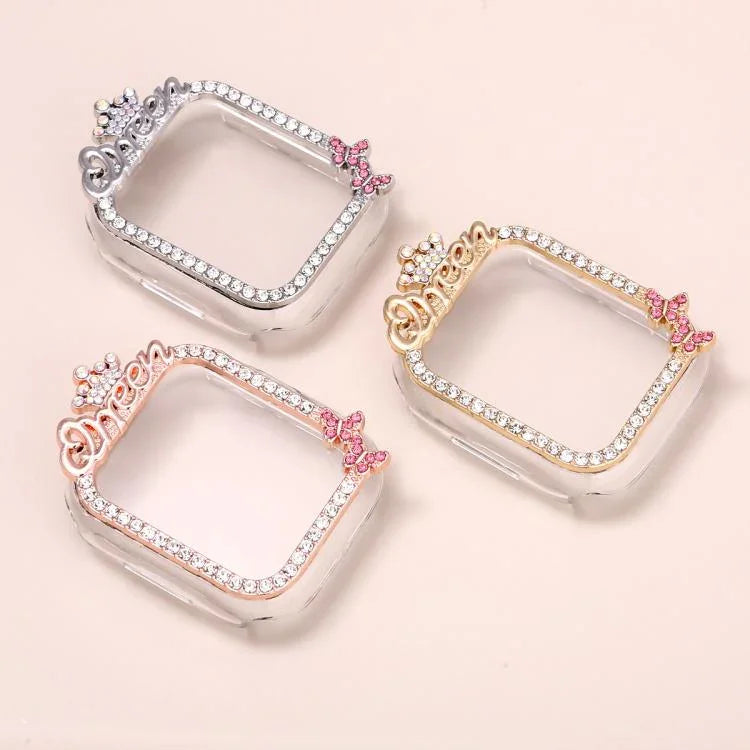 皇冠風格單鑽空心 PC 錶殼，適用於 Apple Watch Series 6 / 5 / 4 & SE 44mm，適用於 Apple Watch Series 6 / 5 / 4 & SE 40mm，適用於 Apple Watch Series 10 / 11 46mm，適用於 Apple Watch Series 10 / 11 42mm，適用於 Apple Watch Series 9 / 8 / 7 45mm