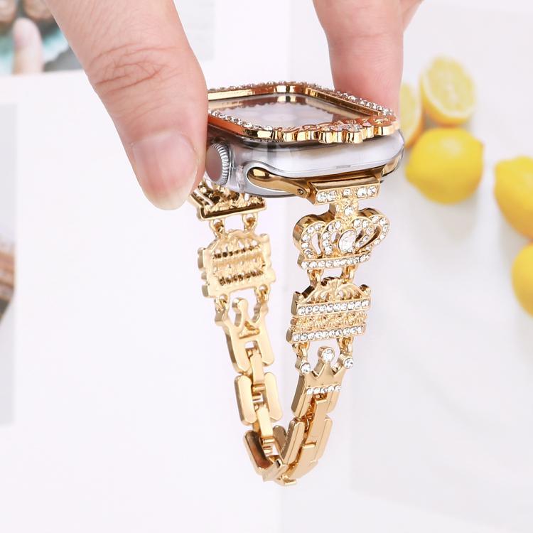 皇冠風格單鑽空心 PC 錶殼，適用於 Apple Watch Series 6 / 5 / 4 & SE 44mm，適用於 Apple Watch Series 6 / 5 / 4 & SE 40mm，適用於 Apple Watch Series 10 / 11 46mm，適用於 Apple Watch Series 10 / 11 42mm，適用於 Apple Watch Series 9 / 8 / 7 45mm