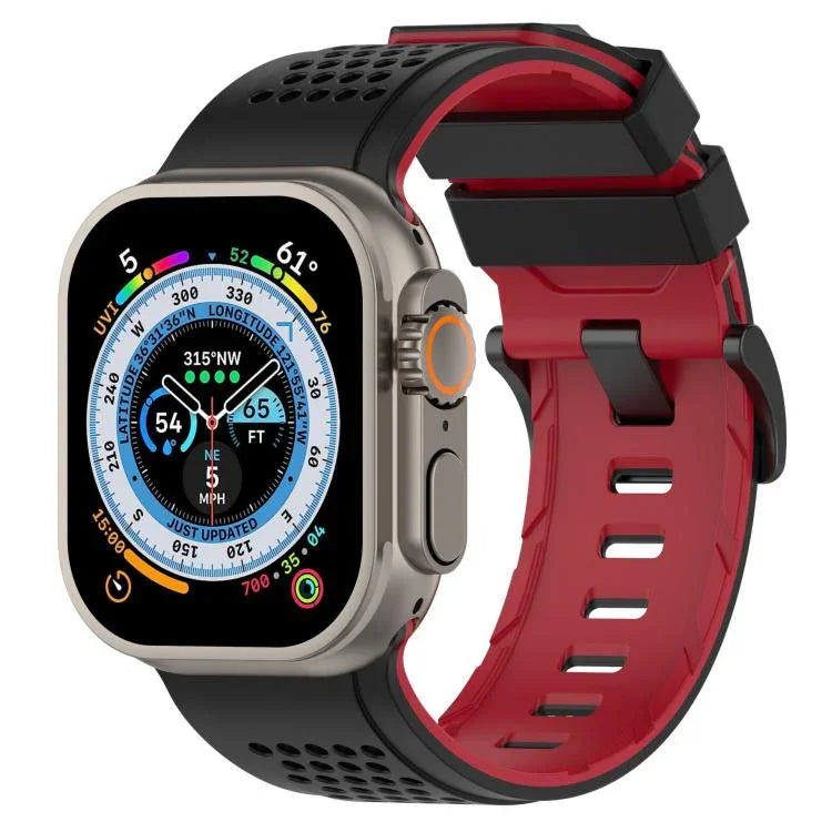格紋設計透氣矽膠錶帶，適用於 Apple Watch 46mm / 49mm / 45mm / 44mm