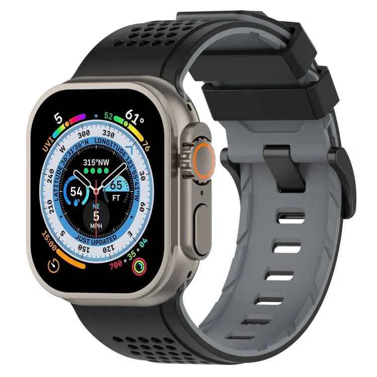 格紋設計透氣矽膠錶帶，適用於 Apple Watch 46mm / 49mm / 45mm / 44mm