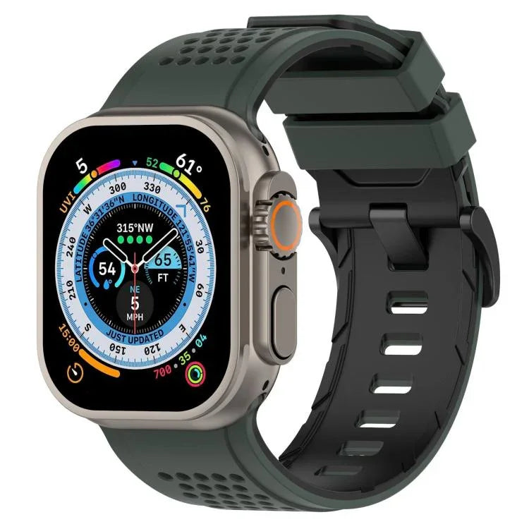格紋設計透氣矽膠錶帶，適用於 Apple Watch 46mm / 49mm / 45mm / 44mm
