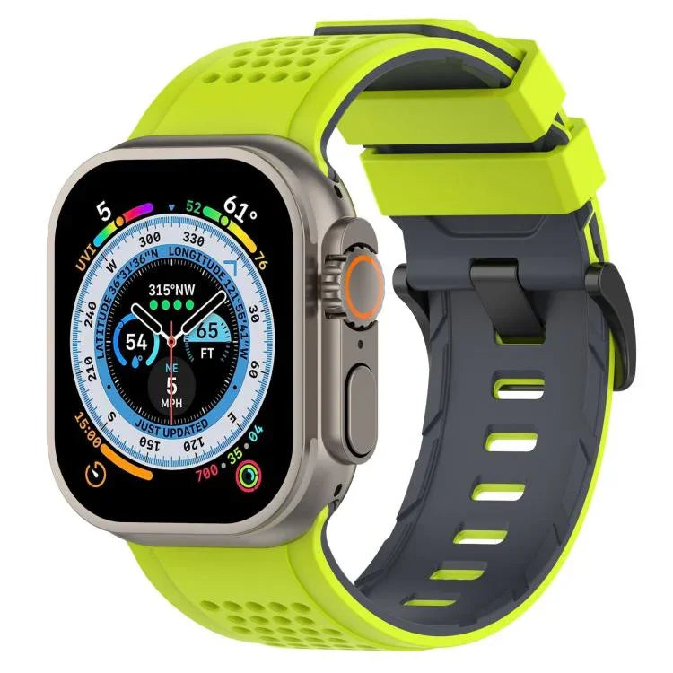 格紋設計透氣矽膠錶帶，適用於 Apple Watch 46mm / 49mm / 45mm / 44mm
