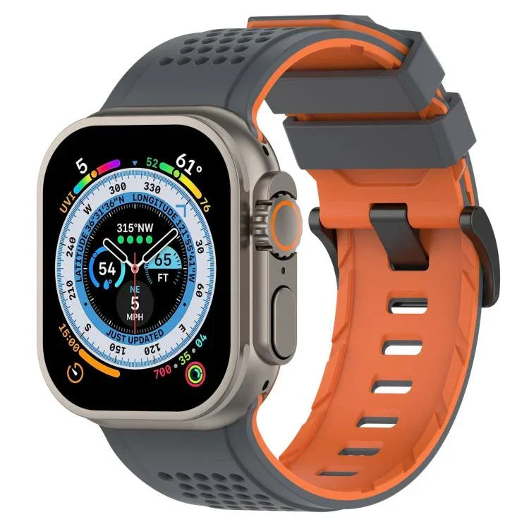 格紋設計透氣矽膠錶帶，適用於 Apple Watch 46mm / 49mm / 45mm / 44mm
