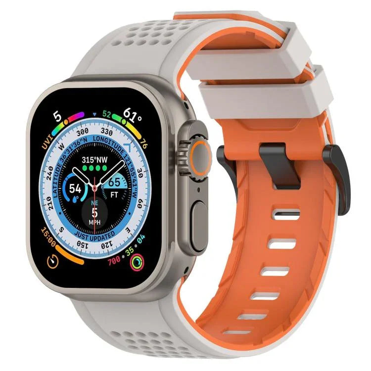 格紋設計透氣矽膠錶帶，適用於 Apple Watch 46mm / 49mm / 45mm / 44mm