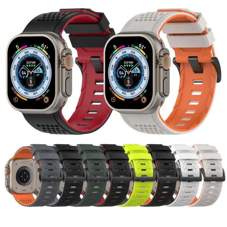 格紋設計透氣矽膠錶帶，適用於 Apple Watch 46mm / 49mm / 45mm / 44mm