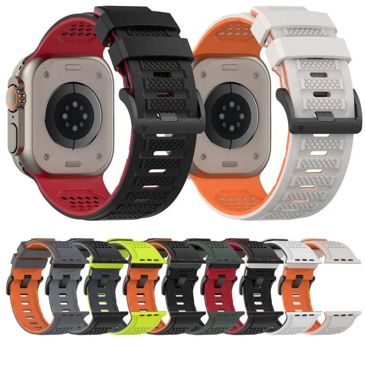 格紋設計透氣矽膠錶帶，適用於 Apple Watch 46mm / 49mm / 45mm / 44mm