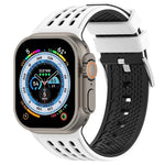垂直孔洞雙色透氣矽膠錶帶，適用於 Apple Watch 46mm / 49mm / 45mm / 44mm