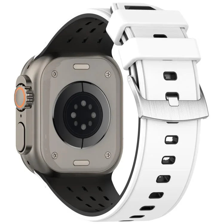 垂直孔洞雙色透氣矽膠錶帶，適用於 Apple Watch 46mm / 49mm / 45mm / 44mm