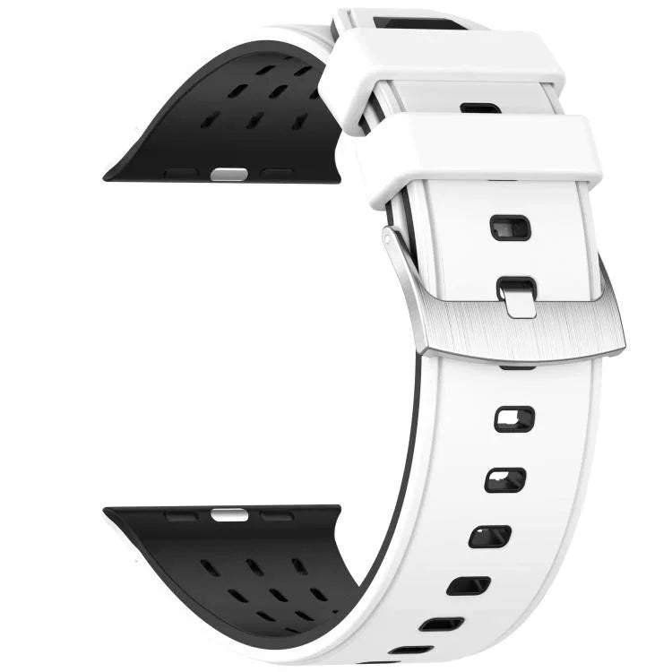 垂直孔洞雙色透氣矽膠錶帶，適用於 Apple Watch 46mm / 49mm / 45mm / 44mm