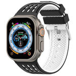 垂直孔洞雙色透氣矽膠錶帶，適用於 Apple Watch 46mm / 49mm / 45mm / 44mm