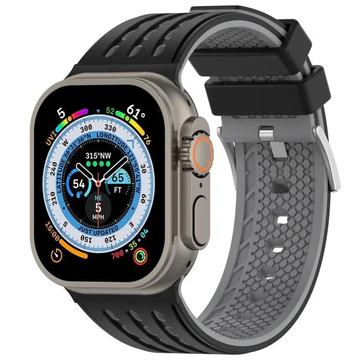 垂直孔洞雙色透氣矽膠錶帶，適用於 Apple Watch 46mm / 49mm / 45mm / 44mm