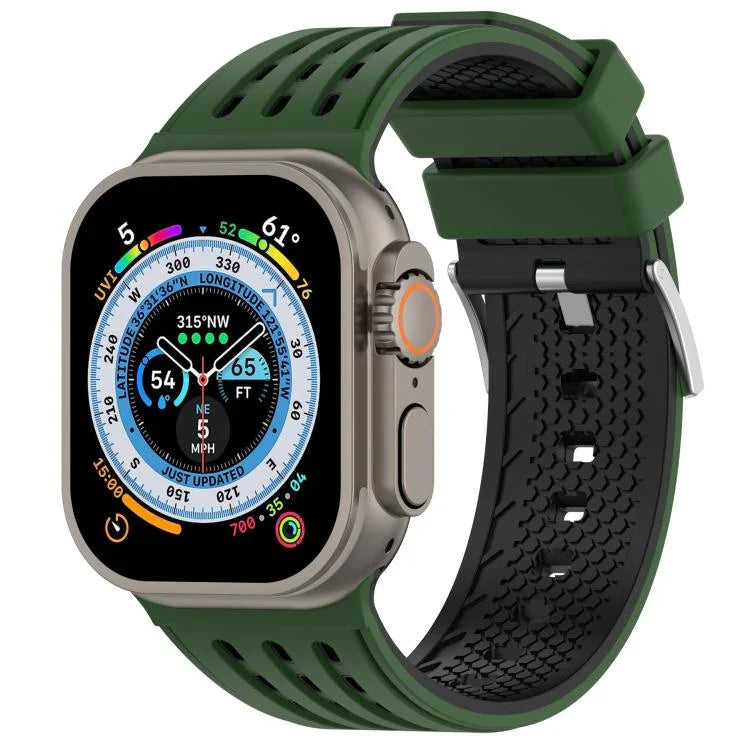 垂直孔洞雙色透氣矽膠錶帶，適用於 Apple Watch 46mm / 49mm / 45mm / 44mm