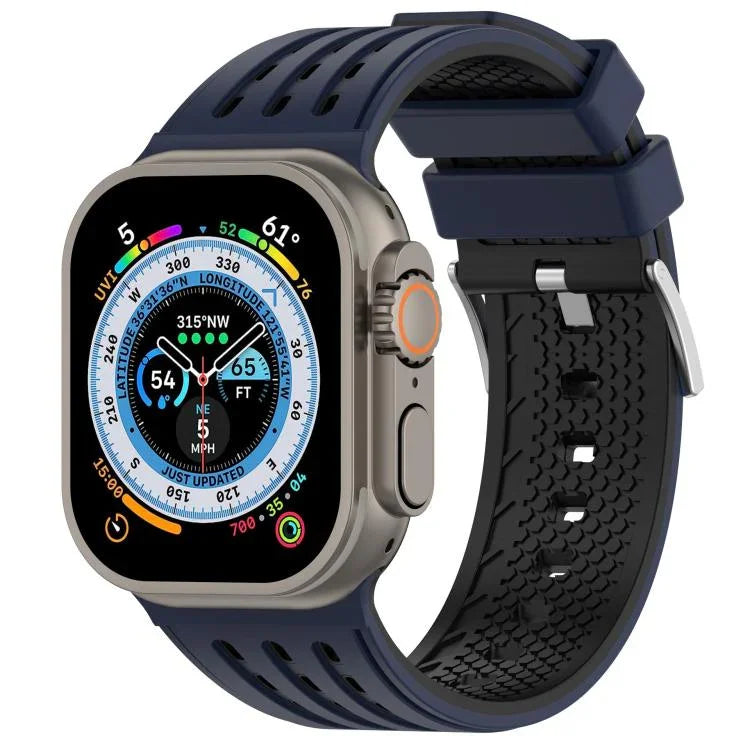 垂直孔洞雙色透氣矽膠錶帶，適用於 Apple Watch 46mm / 49mm / 45mm / 44mm