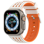 垂直孔洞雙色透氣矽膠錶帶，適用於 Apple Watch 46mm / 49mm / 45mm / 44mm