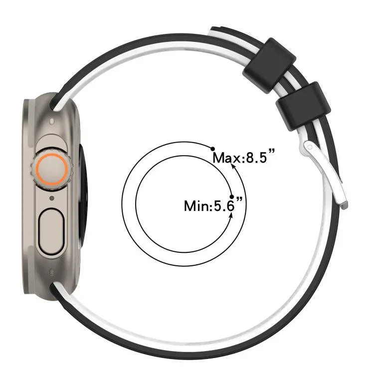 垂直孔洞雙色透氣矽膠錶帶，適用於 Apple Watch 46mm / 49mm / 45mm / 44mm