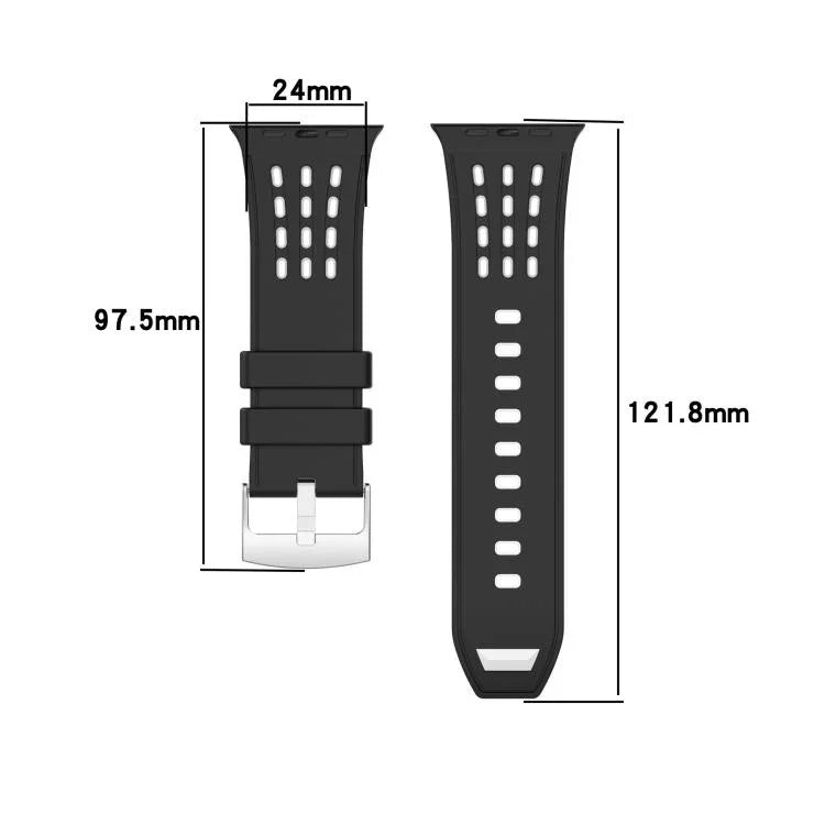 垂直孔洞雙色透氣矽膠錶帶，適用於 Apple Watch 46mm / 49mm / 45mm / 44mm