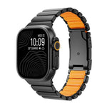 龜扣雙色鈦金屬矽膠錶帶，適用於 Apple Watch 46mm / 49mm / 45mm / 44mm