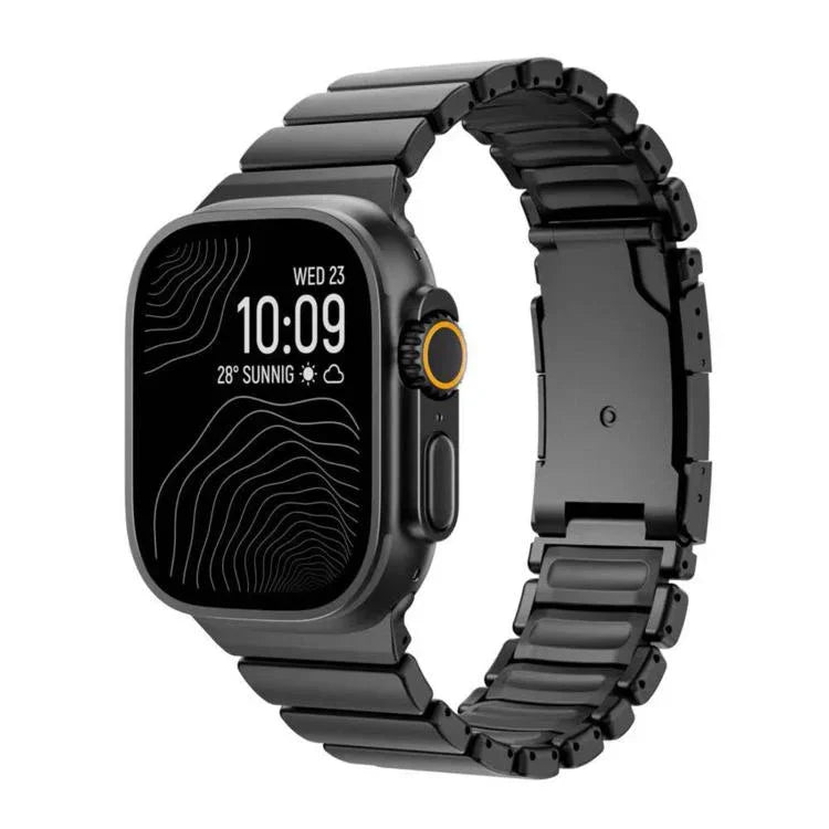 龜扣雙色鈦金屬矽膠錶帶，適用於 Apple Watch 46mm / 49mm / 45mm / 44mm