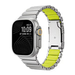 龜扣雙色鈦金屬矽膠錶帶，適用於 Apple Watch 46mm / 49mm / 45mm / 44mm