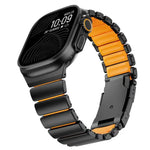 龜扣雙色鈦金屬矽膠錶帶，適用於 Apple Watch 46mm / 49mm / 45mm / 44mm