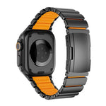 龜扣雙色鈦金屬矽膠錶帶，適用於 Apple Watch 46mm / 49mm / 45mm / 44mm