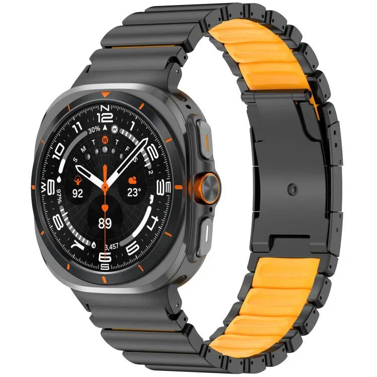 龜扣雙色鈦金屬矽膠錶帶，適用於 Samsung Galaxy Watch8 / 8 Classic