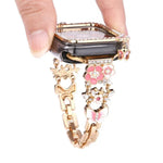 流蘇花朵單鑽鏤空錶殼錶帶套件，適用於 Apple Watch Series 6 / 5 / 4 & SE 44mm，適用於 Apple Watch Series 6 / 5 / 4 & SE 40mm，適用於 Apple Watch Series 10 / 11 46mm，適用於 Apple Watch Series 10 / 11 42mm