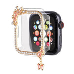 流蘇花朵單鑽鏤空錶殼錶帶套件，適用於 Apple Watch Series 6 / 5 / 4 & SE 44mm，適用於 Apple Watch Series 6 / 5 / 4 & SE 40mm，適用於 Apple Watch Series 10 / 11 46mm，適用於 Apple Watch Series 10 / 11 42mm