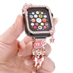 流蘇花朵單鑽鏤空錶殼錶帶套件，適用於 Apple Watch Series 6 / 5 / 4 & SE 44mm，適用於 Apple Watch Series 6 / 5 / 4 & SE 40mm，適用於 Apple Watch Series 10 / 11 46mm，適用於 Apple Watch Series 10 / 11 42mm